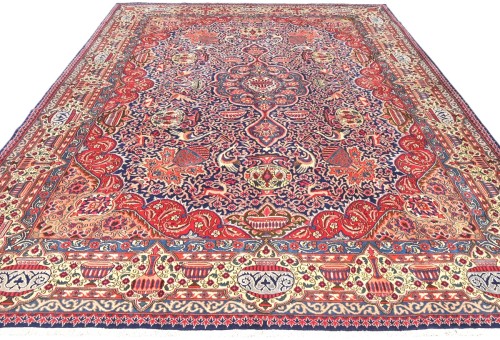 Vintage Purple-navy Traditional 9X13 Kashmar Persian Rug