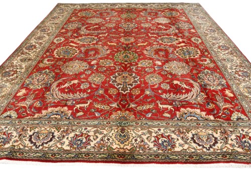 Vintage Red Traditional 10X12'6 Tabriz Persian Rug