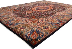 Vintage Purple-navy Pictorial 10X13 Kashmar Persian Rug