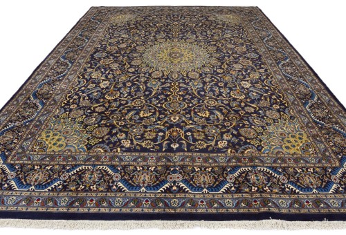 Vintage Dark Navy Traditional 10X13 Kashmar Persian Rug