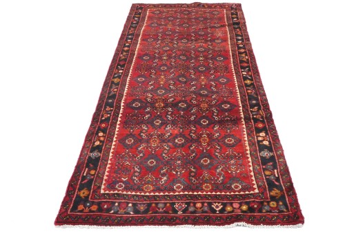 Vintage Red Tribal 4X9 Hamedan Persian Runner Rug