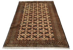 Semi Antique Beige Tribal 3'3X4'6 Turkoman Persian Rug