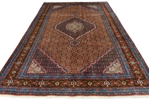 Vintage Rusty Peach Geometric 6'3X9'5 Ardebil Persian Rug