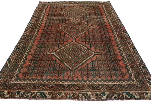 Semi Antique Tribal Rusty Red 5X8 Distressed Vintage Oriental Rug