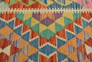 Multicolored Geometric Reversible 2'4X6'5 Kilim Oriental Runner Rug