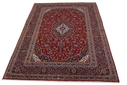 Vintage Red Traditional 8' x 12' Kashan Persian Rug