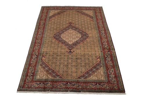 Semi Antique Light Salmon Geometric 6'x10' Ardebil Persian Rug