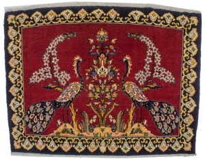 Vintage Red Pictorial 3X4 Kashan Persian Rug