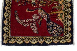 Vintage Red Pictorial 3X4 Kashan Persian Rug