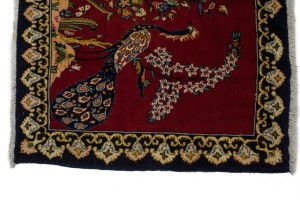 Vintage Red Pictorial 3X4 Kashan Persian Rug