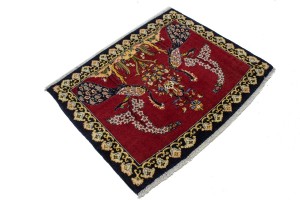 Vintage Red Pictorial 3X4 Kashan Persian Rug