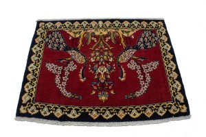 Vintage Red Pictorial 3X4 Kashan Persian Rug