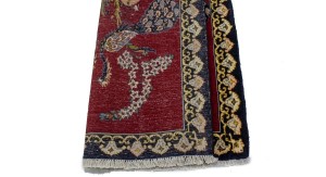 Vintage Red Pictorial 3X4 Kashan Persian Rug