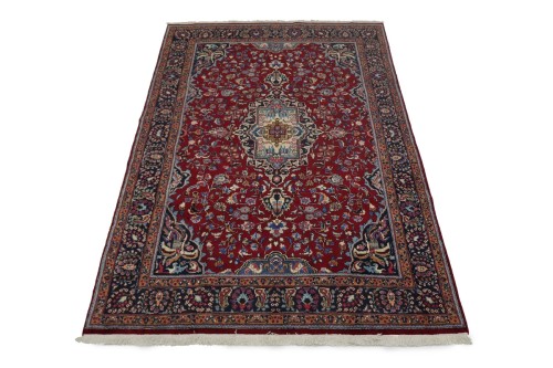Vintage Red Traditional 7' x 10' Sabzevar Persian Rug