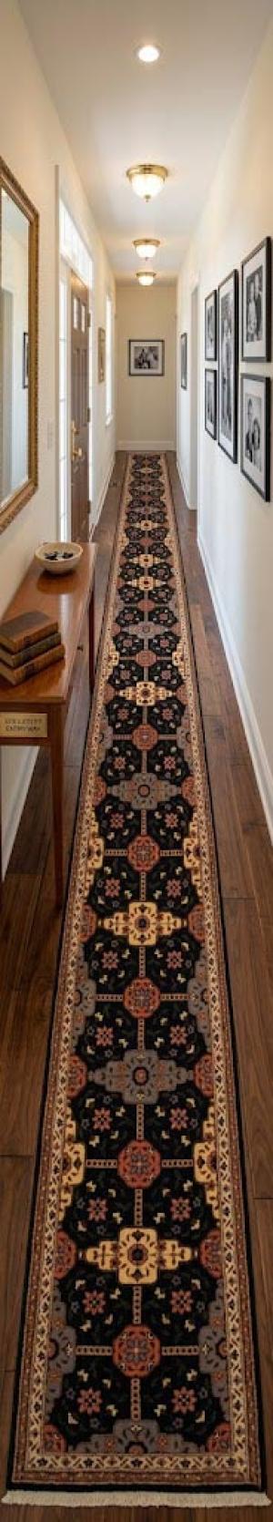 Vintage Dark Purple-navy Floral 3X33 Tabriz Persian Runner Rug