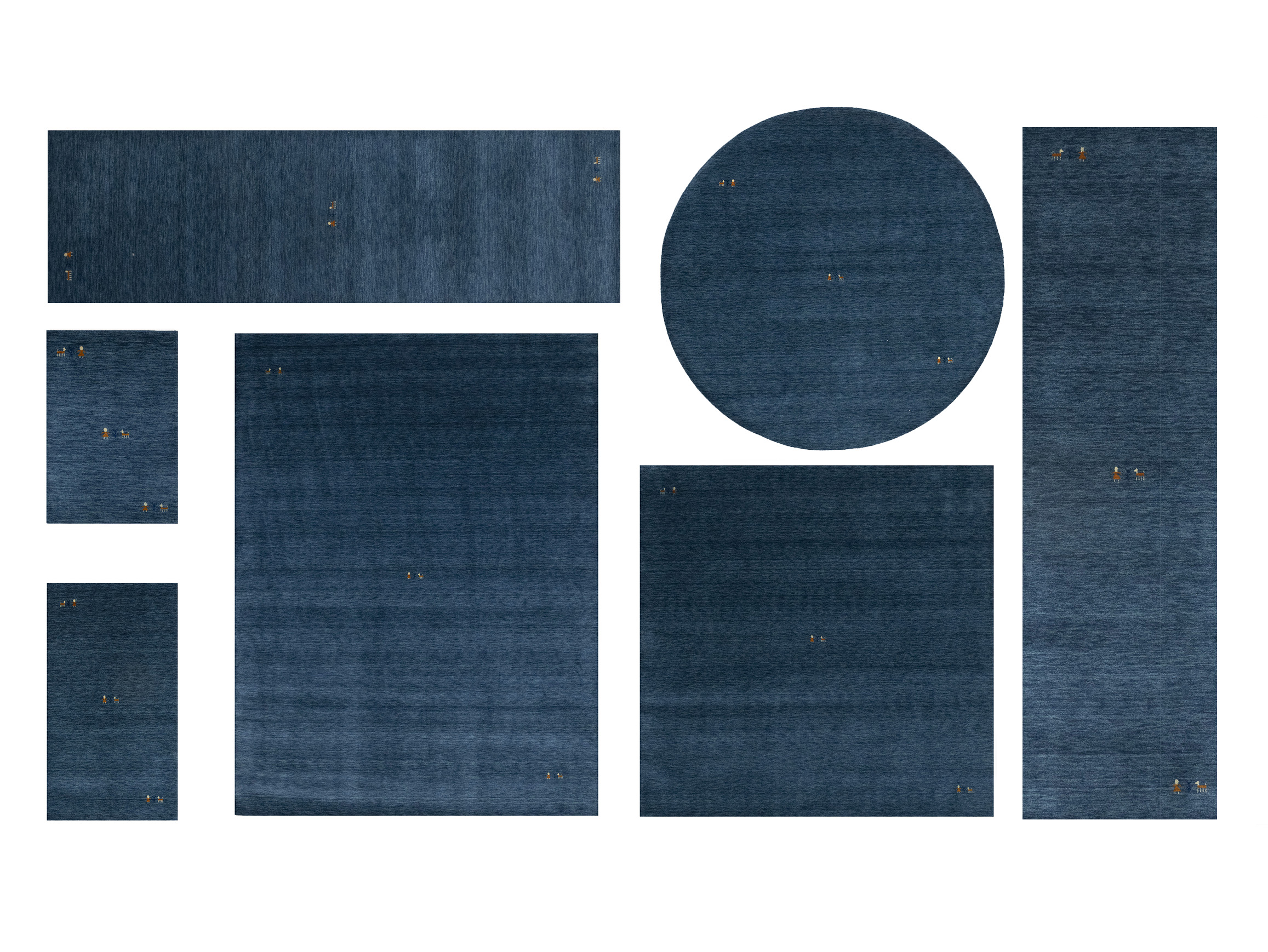 Steel Blue Pictorial Gabbeh Modern Rug in All Sizes - Image 1