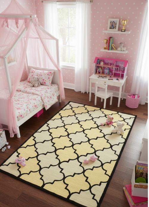 5'0 x 8'0 Hand-Tufted Multicolored Trellis Modern Wool Rug