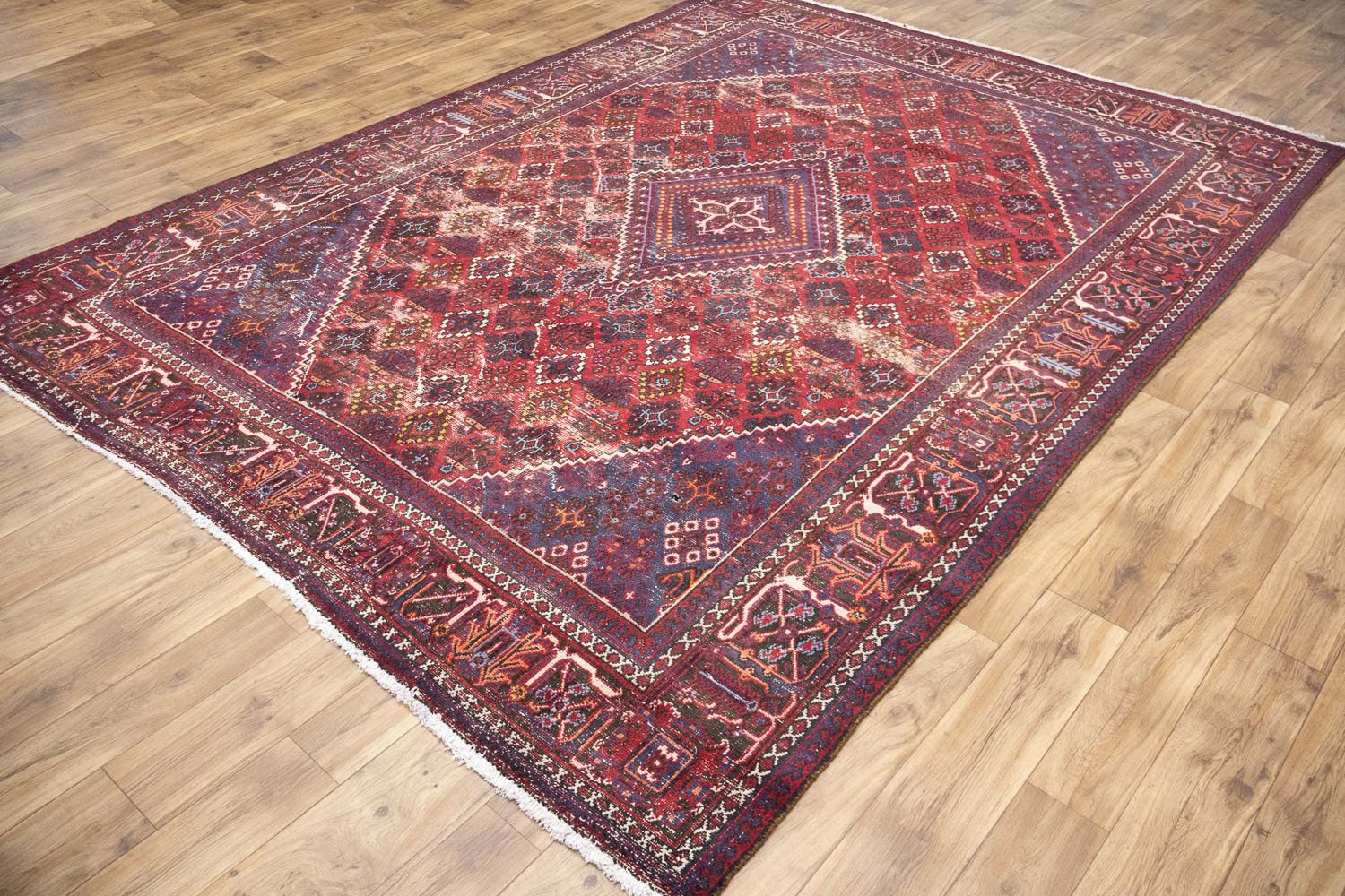 8'0 x 11'3 Hand Knotted Muted Geometric Tribal Oriental Wool Rug - Image 4