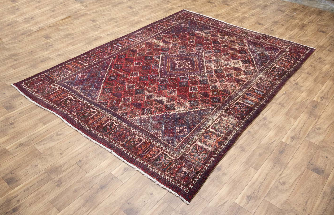 8'0 x 11'3 Hand Knotted Muted Geometric Tribal Oriental Wool Rug - Image 3
