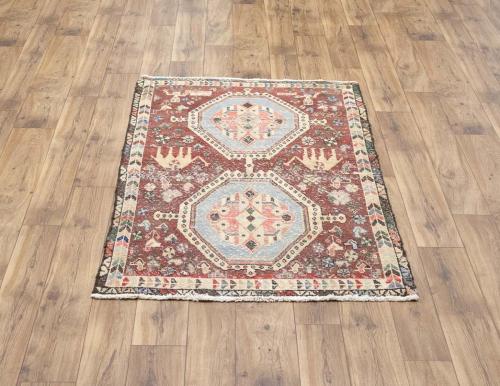3'4x4'9 Hand Knotted Pictorial Tribal Oriental Wool Rug