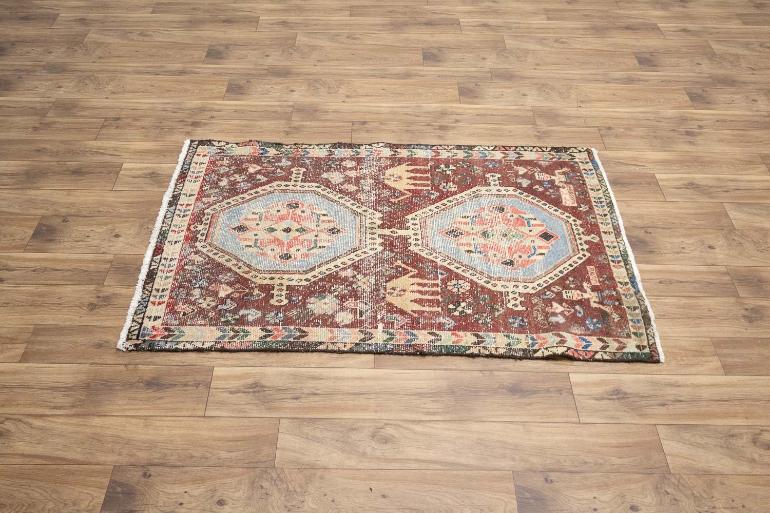 3'4x4'9 Hand Knotted Pictorial Tribal Oriental Wool Rug - Image 13