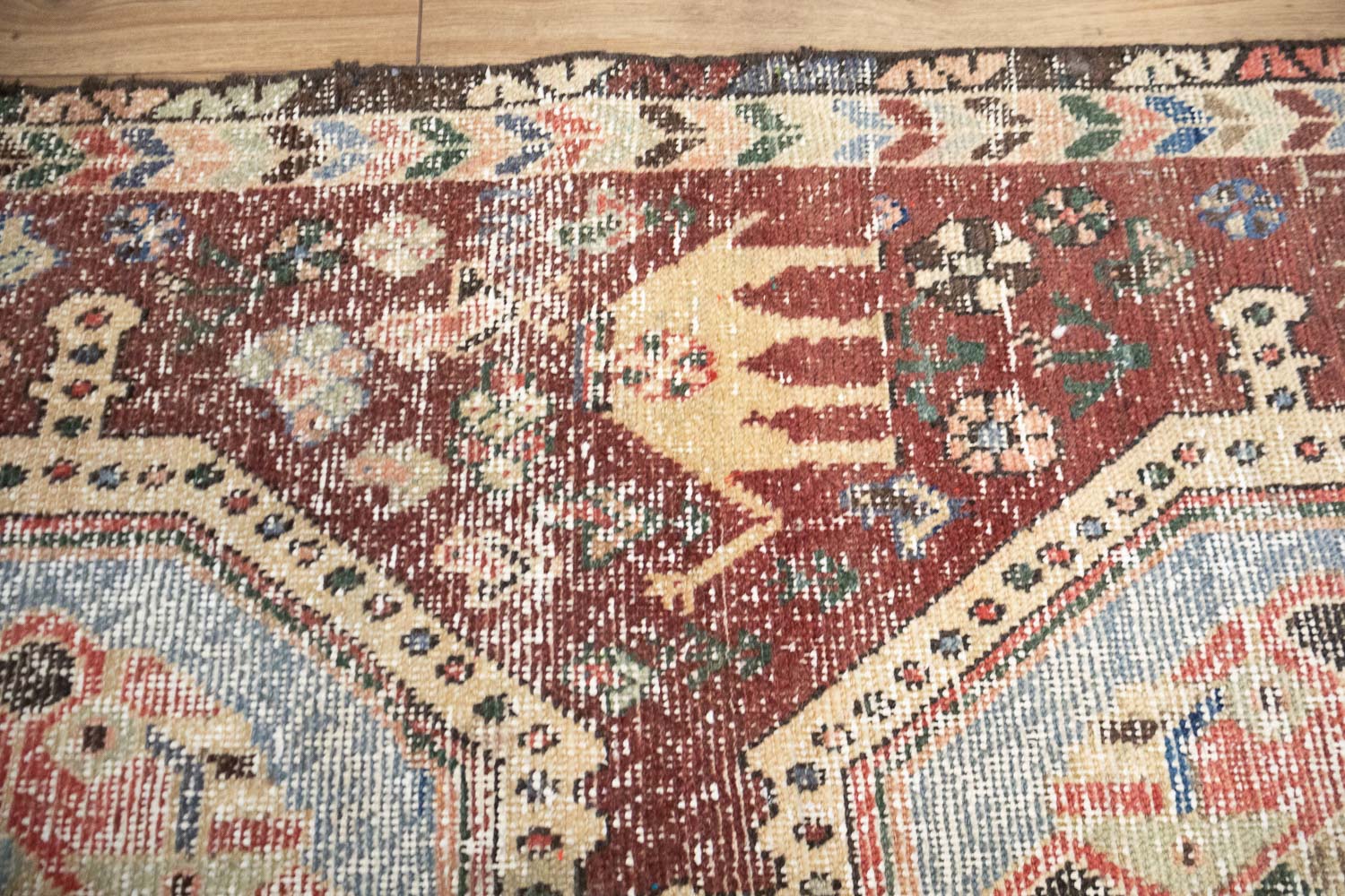3'4x4'9 Hand Knotted Pictorial Tribal Oriental Wool Rug - Image 7