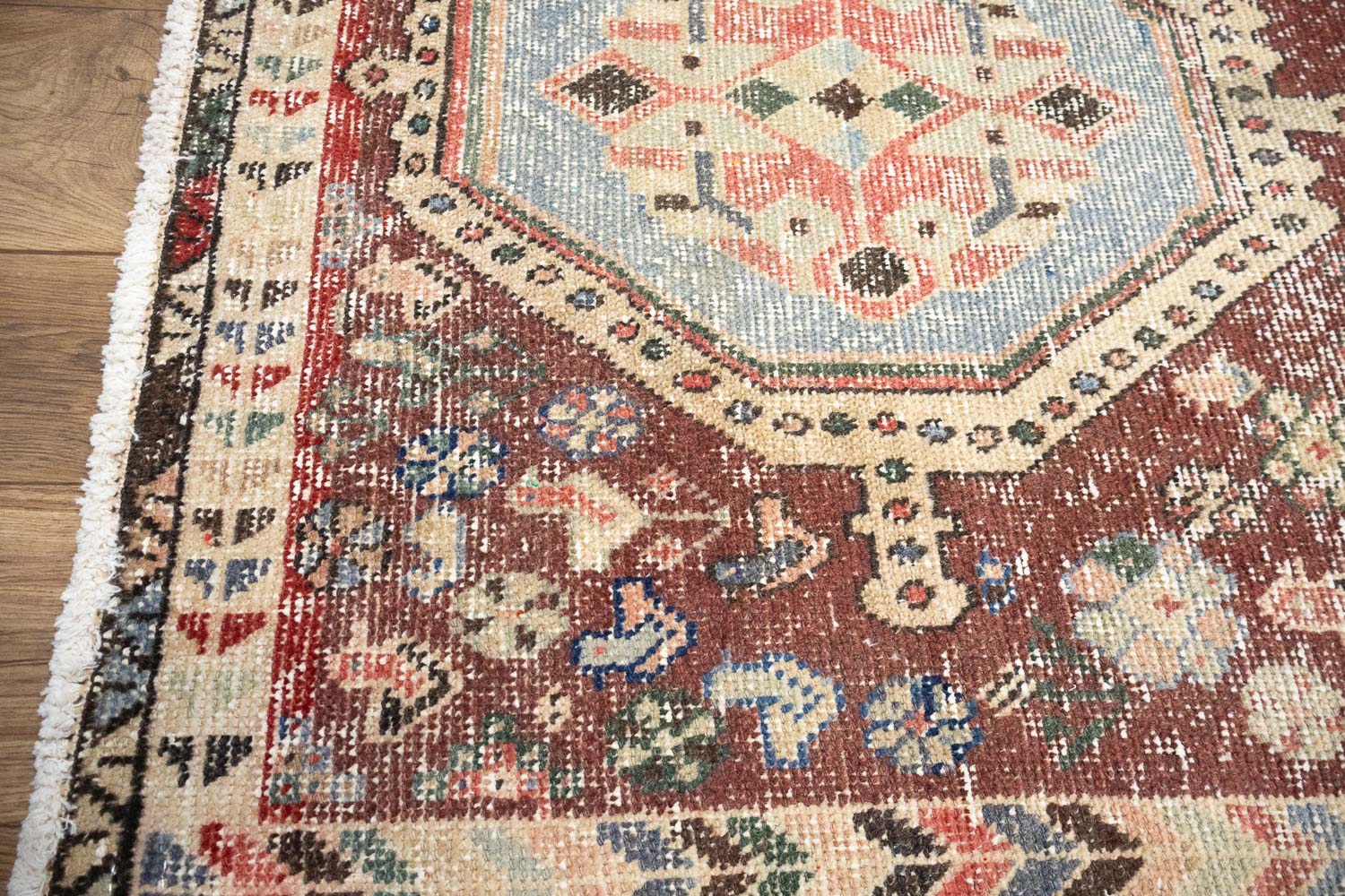 3'4x4'9 Hand Knotted Pictorial Tribal Oriental Wool Rug - Image 6