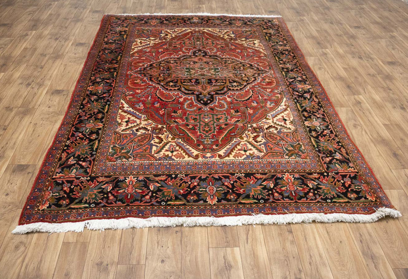 6'10x10'0 Hand Knotted Heriz Serapi Floral Oriental Wool Rug - Image 3