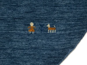 Steel Blue Tribal 6X6 Gabbeh Modern Round Rug