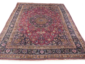 Vintage Maroon Red Floral Traditional 10X13 Mashad Persian Rug