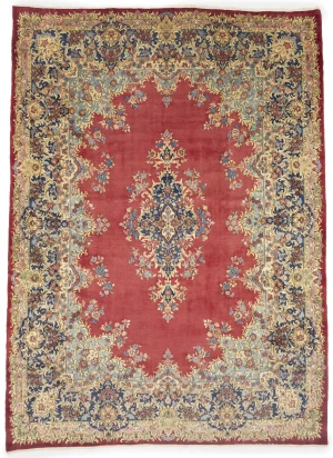 Semi Antique Red Traditional Floral 10X14 Kerman Persian Rug