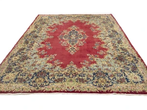 Semi Antique Red Traditional Floral 10X14 Kerman Persian Rug