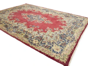 Semi Antique Red Traditional Floral 10X14 Kerman Persian Rug