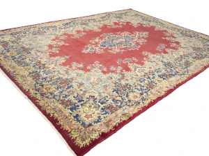 Semi Antique Red Traditional Floral 10X14 Kerman Persian Rug