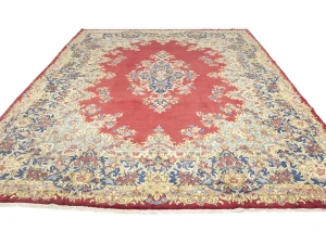 Semi Antique Red Traditional Floral 10X14 Kerman Persian Rug