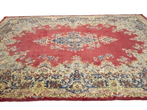 Semi Antique Red Traditional Floral 10X14 Kerman Persian Rug