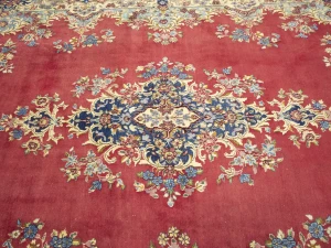 Semi Antique Red Traditional Floral 10X14 Kerman Persian Rug