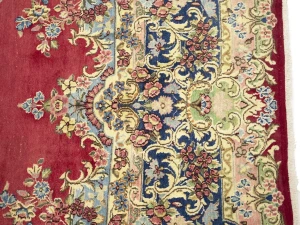 Semi Antique Red Traditional Floral 10X14 Kerman Persian Rug