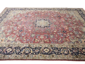 Semi Antique Maroon Red Traditional 9'8X12'5 Mashad Persian Rug