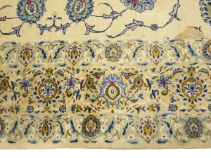 Semi Antique Cream Floral 8X12 Kashan Darbari Persian Rug