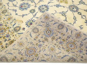 Semi Antique Cream Floral 8X12 Kashan Darbari Persian Rug