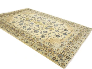 Semi Antique Cream Floral 8X12 Kashan Darbari Persian Rug