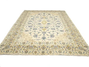 Semi Antique Cream Floral 8X12 Kashan Darbari Persian Rug