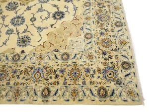 Semi Antique Cream Floral 8X12 Kashan Darbari Persian Rug