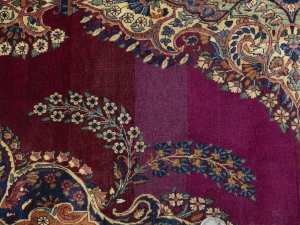 Semi Antique Maroon Red Floral 7X11 Yazd Persian Rug