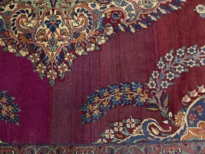 Semi Antique Maroon Red Floral 7X11 Yazd Persian Rug