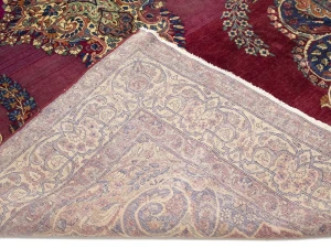 Semi Antique Maroon Red Floral 7X11 Yazd Persian Rug