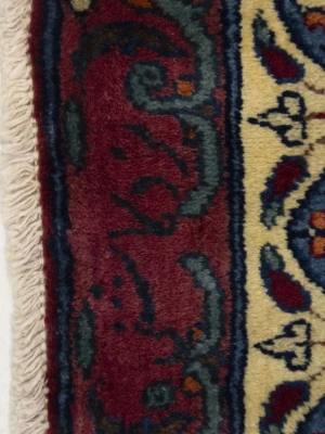 Semi Antique Maroon Red Floral 7X11 Yazd Persian Rug