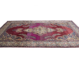 Semi Antique Maroon Red Floral 7X11 Yazd Persian Rug