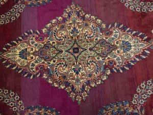 Semi Antique Maroon Red Floral 7X11 Yazd Persian Rug